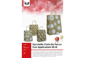 Immagine di Borsa in carta Natale c/appl.3D conf 12pz(26x32x10)