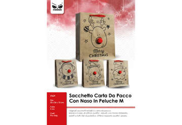 Immagine di Borsa in carta Red Nose Natale conf. 12 pz (32x26x10)