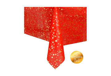 Immagine di Tovaglia decorativo ROSSO/stampa ORO 1.40x2.40